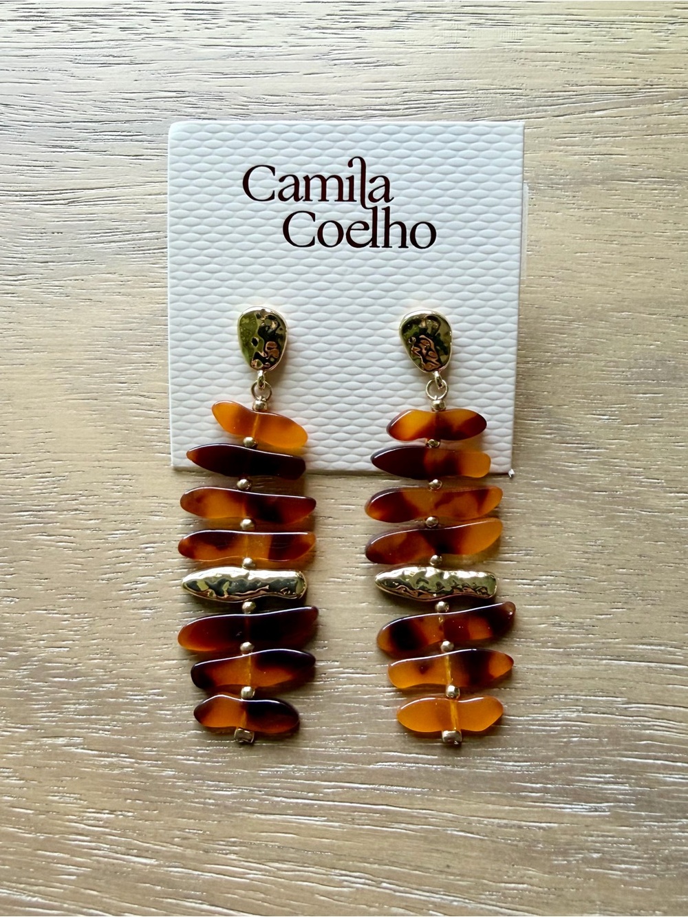 Camila Coelho Brown and Amber Layered Drop Earrings